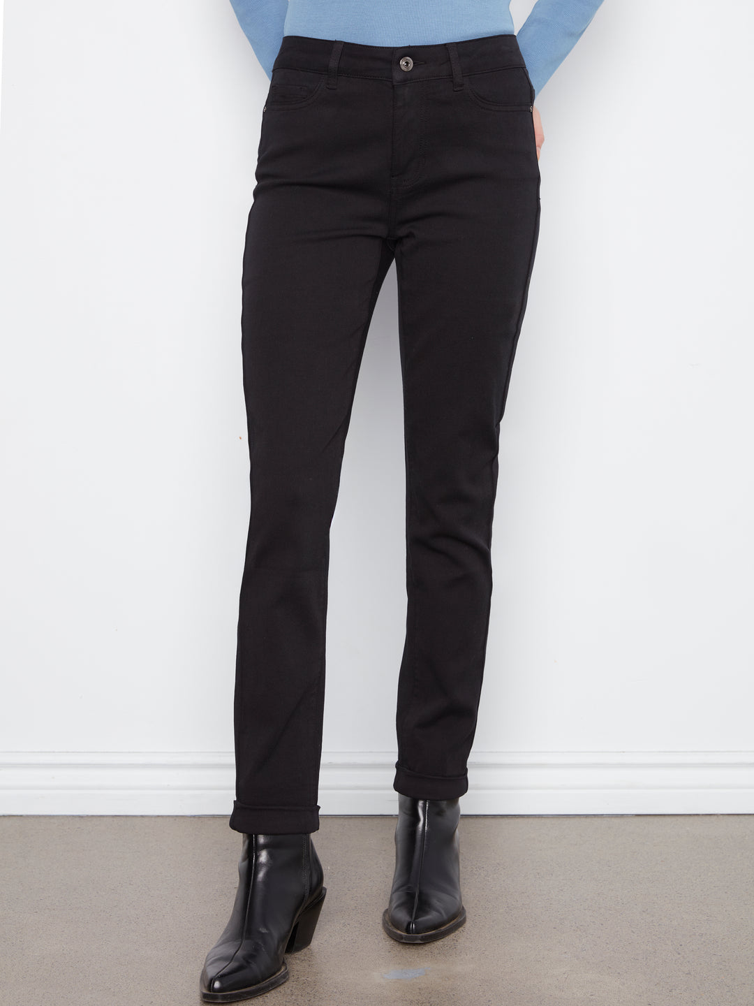 Cuffed Hem Slim 5 Pocket Colored Twill Pants