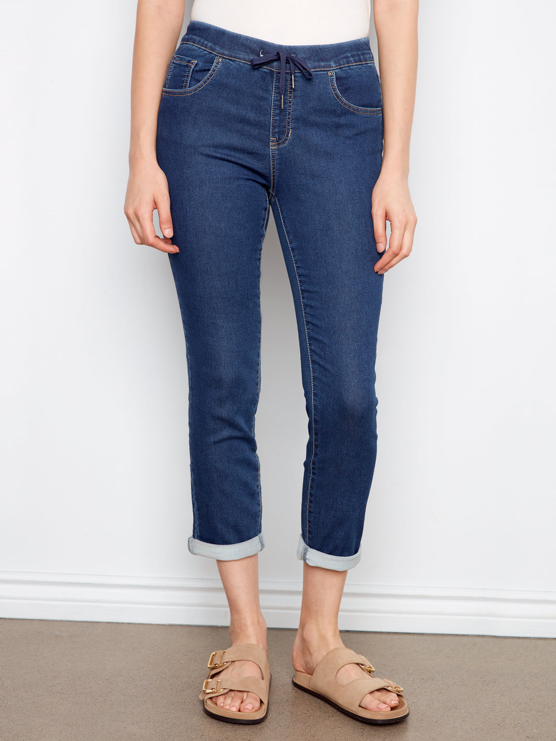 Knit Denim Jogger Pants