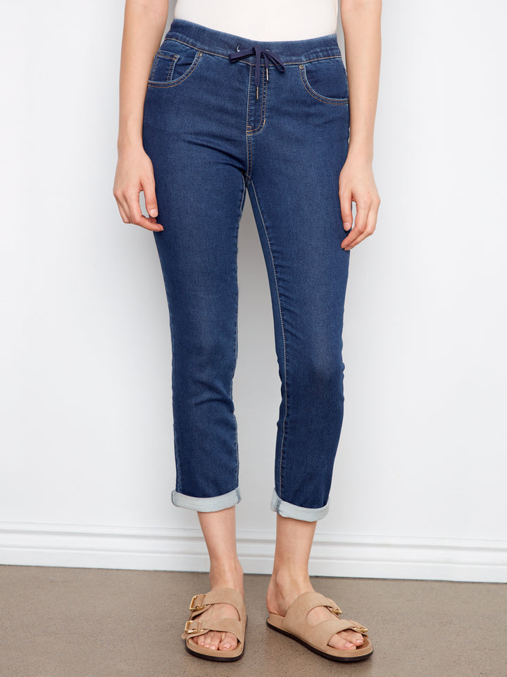 Knit Denim Jogger Pants