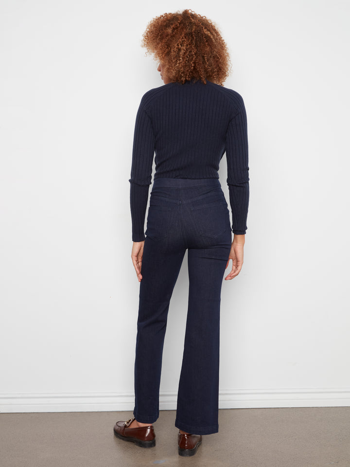 Flare Pull On Pants With Sailor Buttons on Front Welts