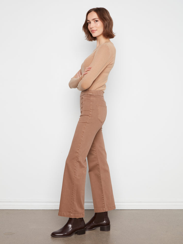 Flare Pull On Pants With Sailor Buttons on Front Welts