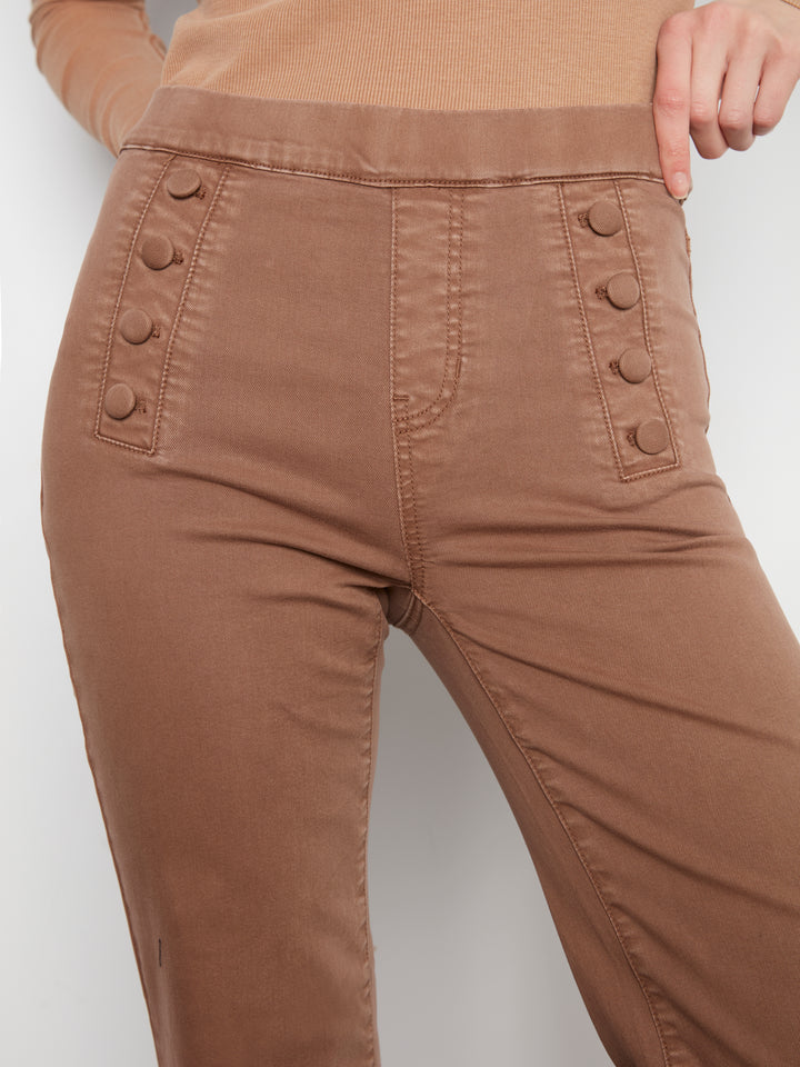 Flare Pull On Pants With Sailor Buttons on Front Welts