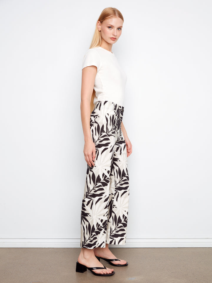Printed Wide Leg Pant With Patch Pockets
