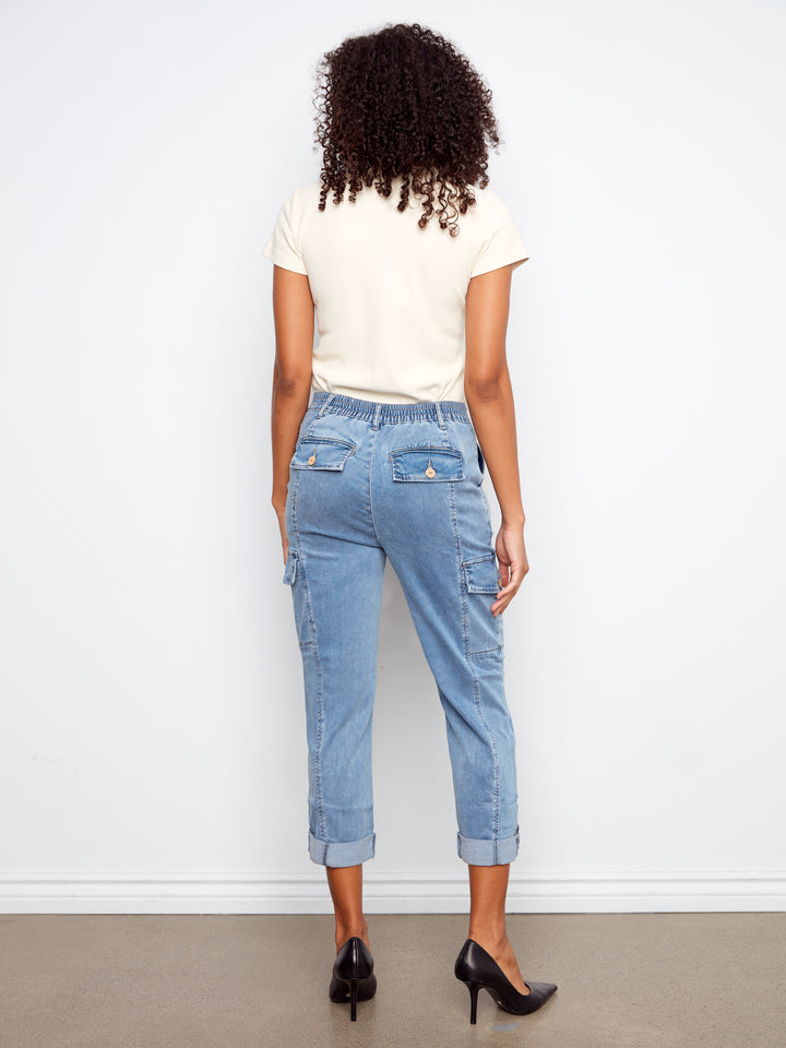 Stretch Tencel Cargo Pants With Adjustable Hem