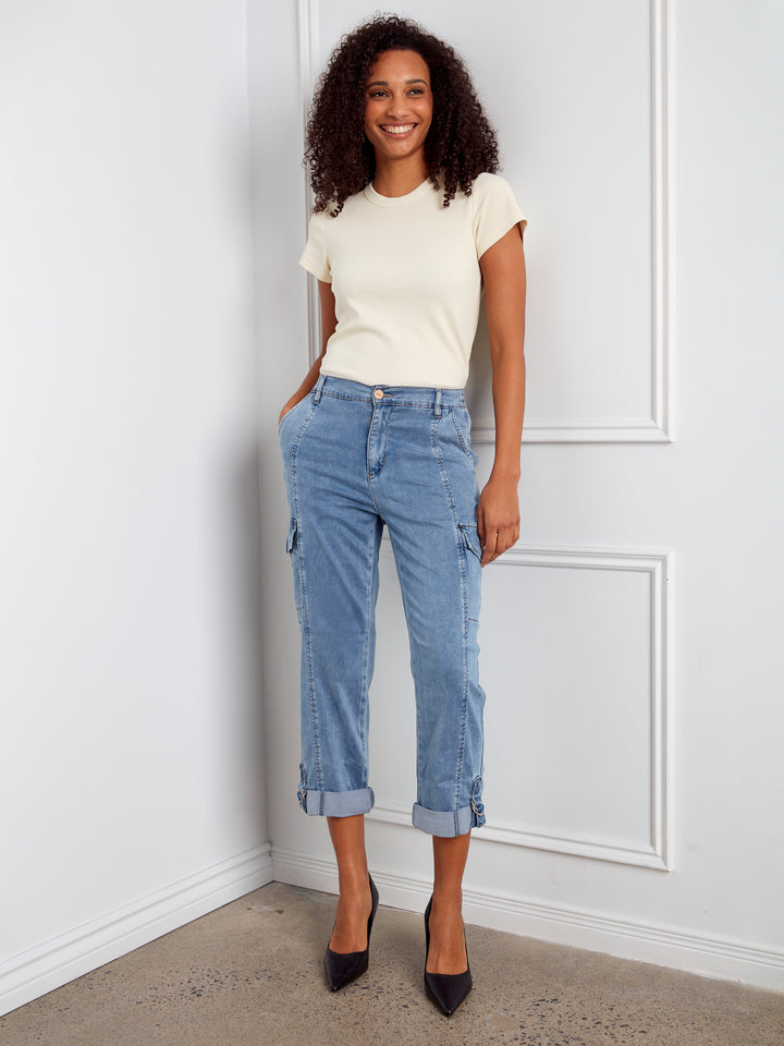 Stretch Tencel Cargo Pants With Adjustable Hem