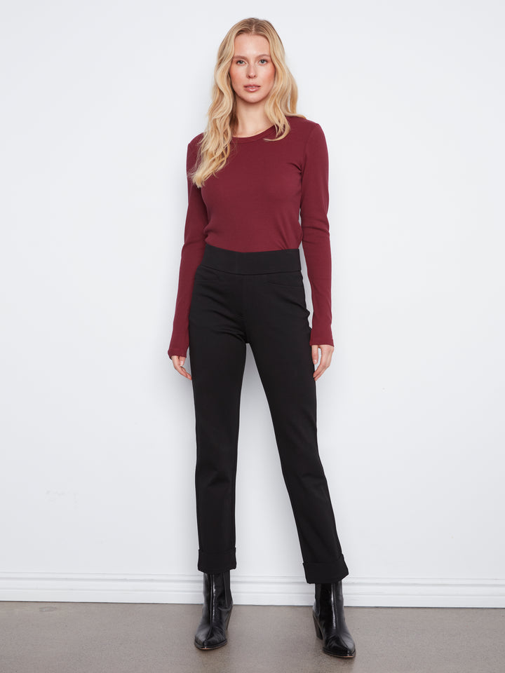 Rolled Cuffs Pants With Pockets