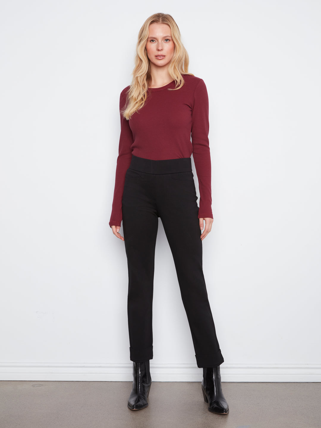 Rolled Cuffs Pants With Pockets