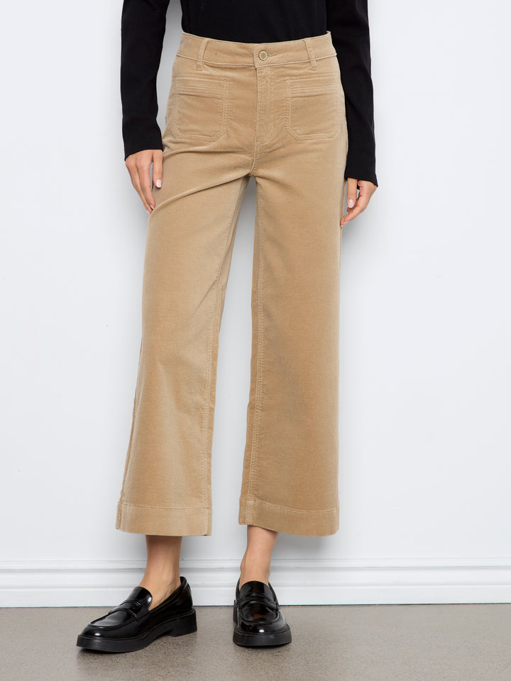 Cropped Insert Pocket Wide Leg Corduroy Pants