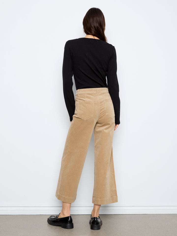 Cropped Insert Pocket Wide Leg Corduroy Pants