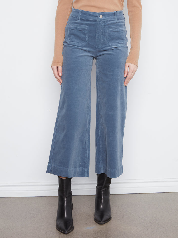 Cropped Insert Pocket Wide Leg Corduroy Pants