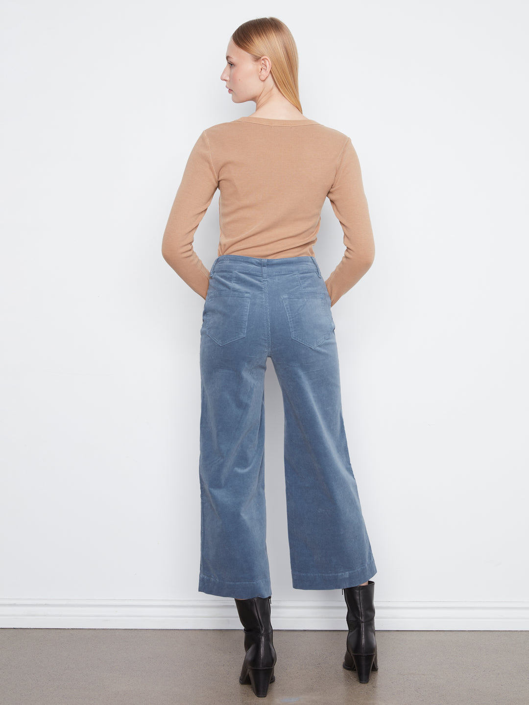 Cropped Insert Pocket Wide Leg Corduroy Pants