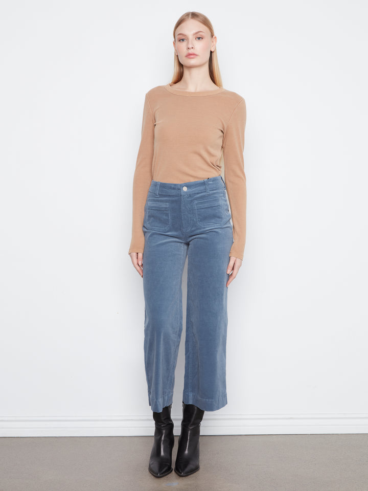 Cropped Insert Pocket Wide Leg Corduroy Pants