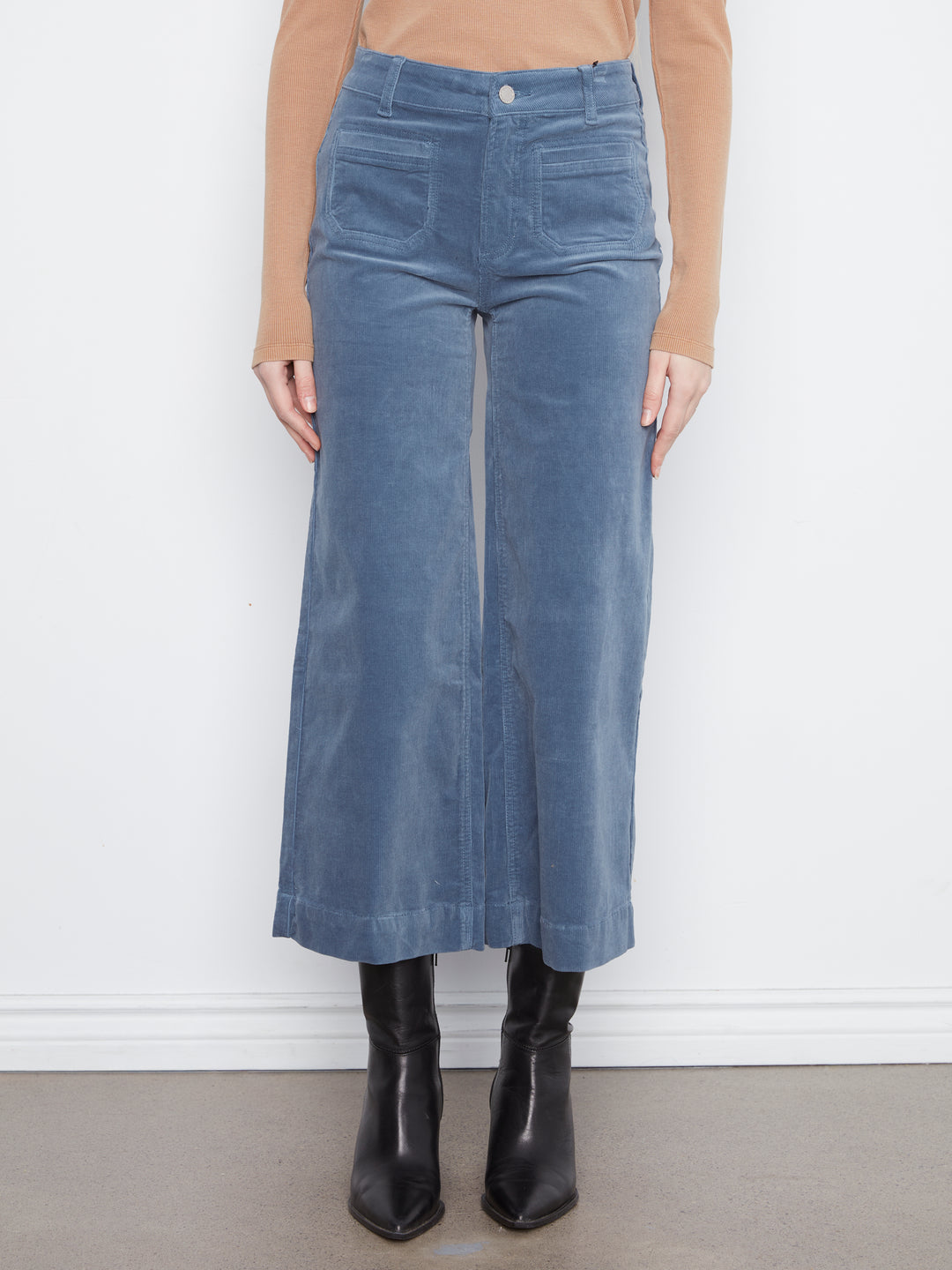 Cropped Insert Pocket Wide Leg Corduroy Pants