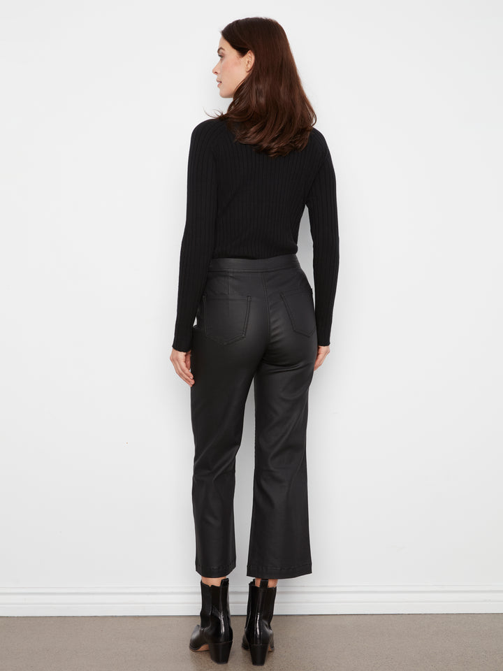 Wax Twill Flare Leg Pants With Front Welt Pockets