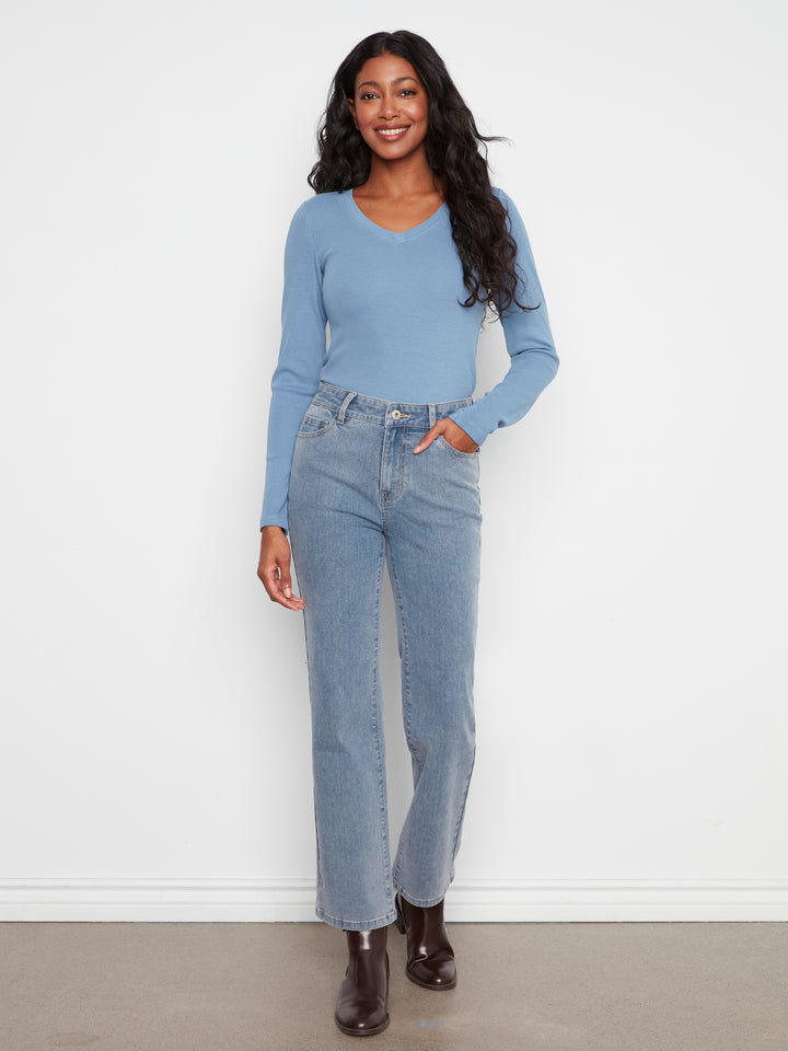 Denim Corduroy Straight Leg Pants