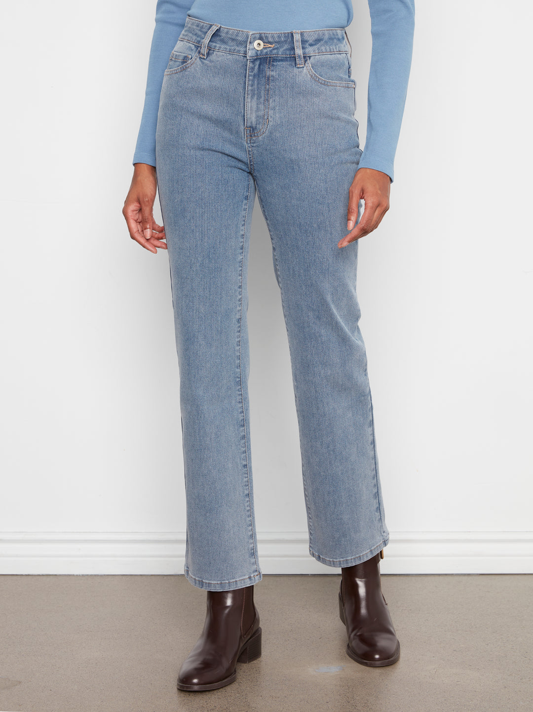 Denim Corduroy Straight Leg Pants