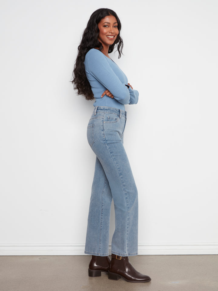 Denim Corduroy Straight Leg Pants