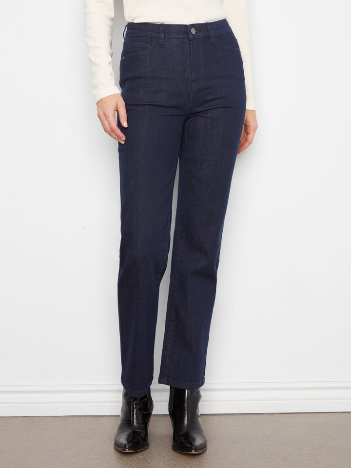 Straight Leg Stretch Denim Pants With Elastic Inside Waist