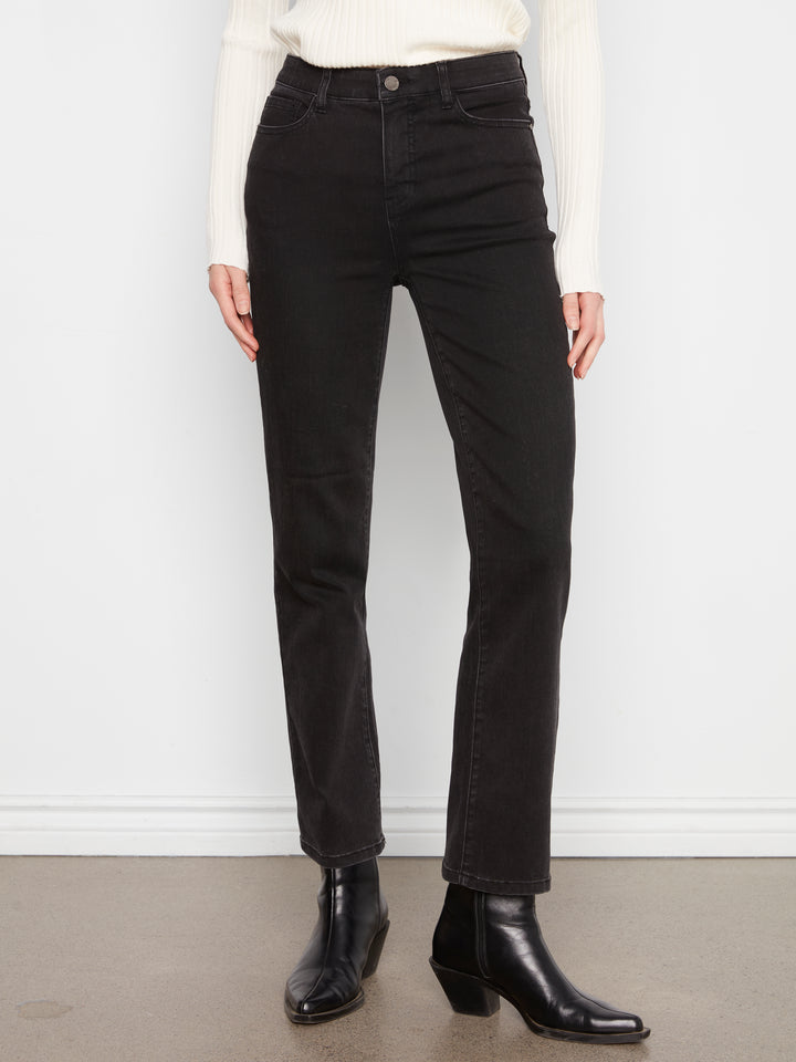 Straight Leg Stretch Denim Pants With Elastic Inside Waist