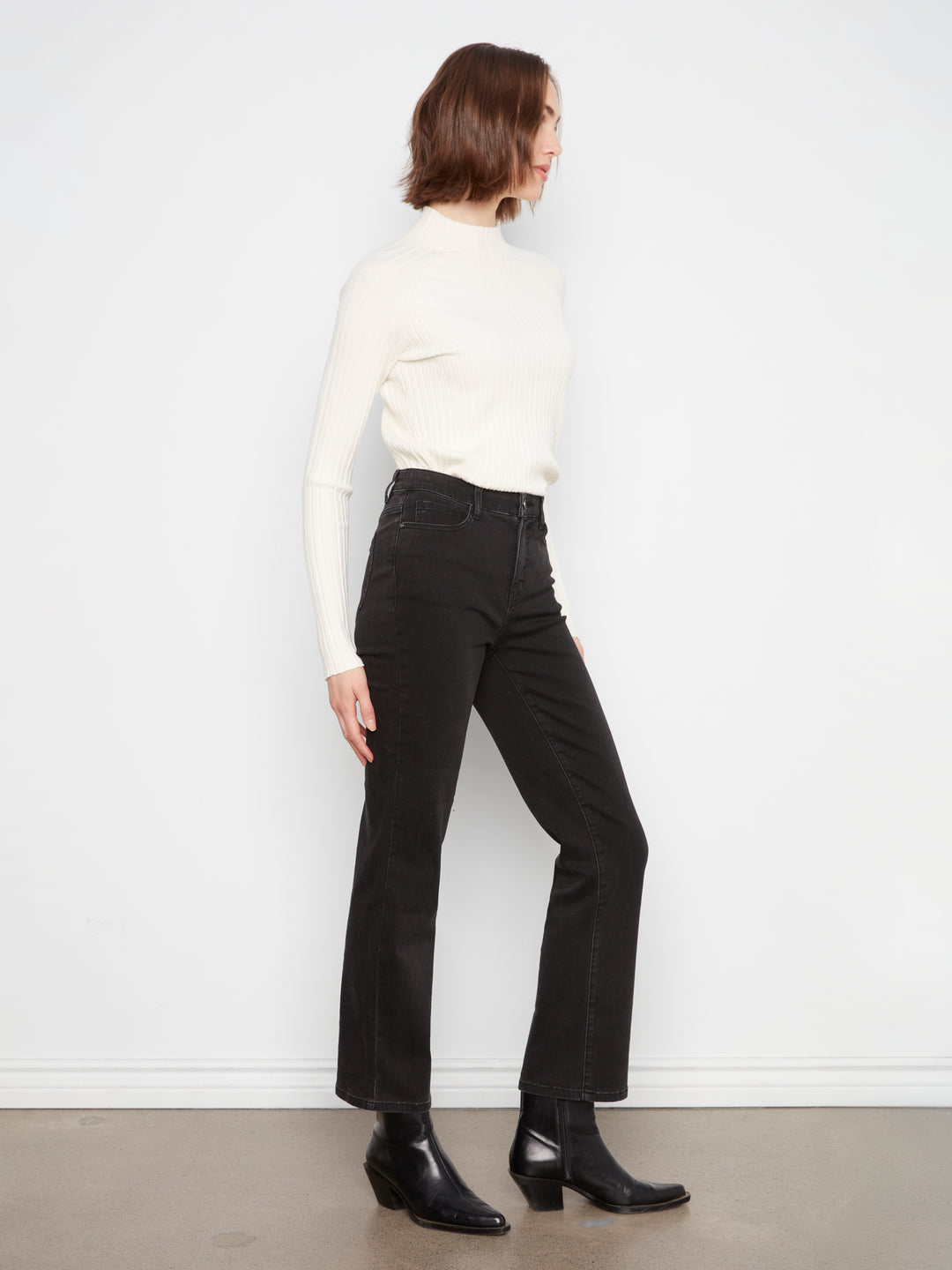 Straight Leg Stretch Denim Pants With Elastic Inside Waist