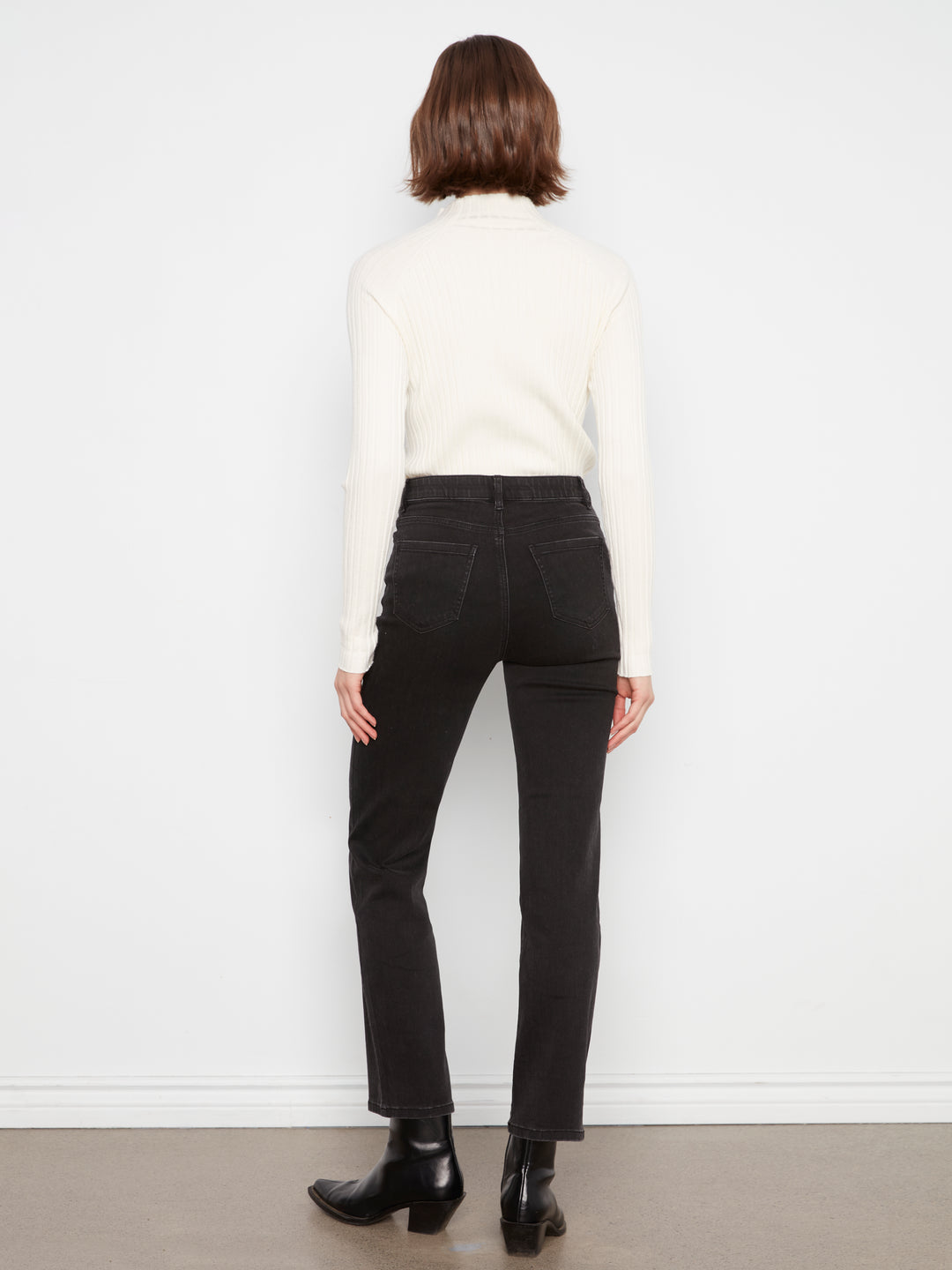 Straight Leg Stretch Denim Pants With Elastic Inside Waist