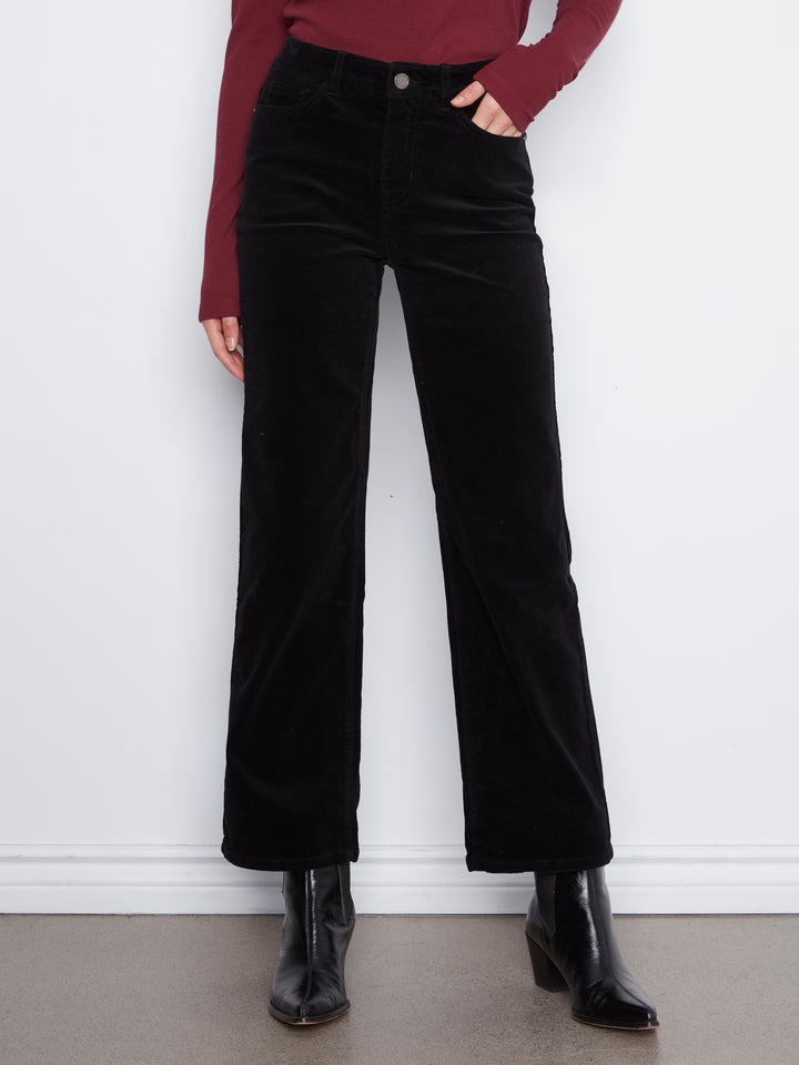Straight Leg Corduroy Pants With Elastic Inside Waist