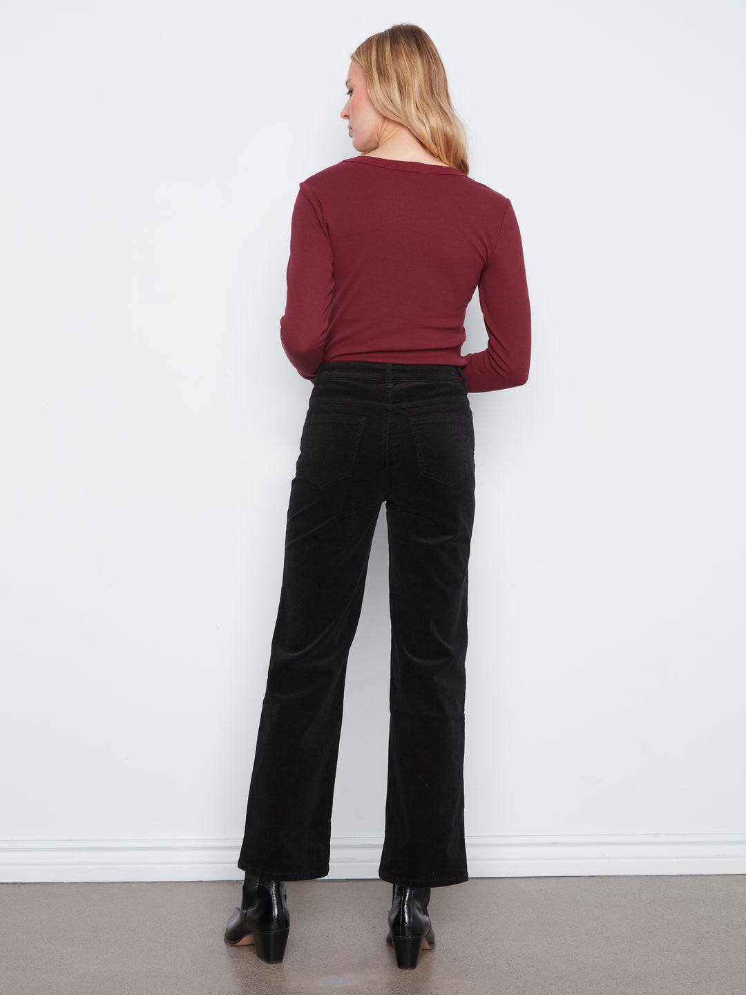 Straight Leg Corduroy Pants With Elastic Inside Waist