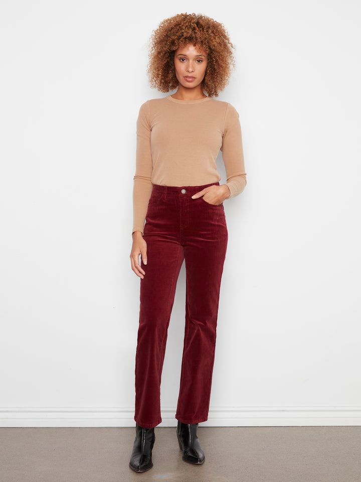 Straight Leg Corduroy Pants With Elastic Inside Waist