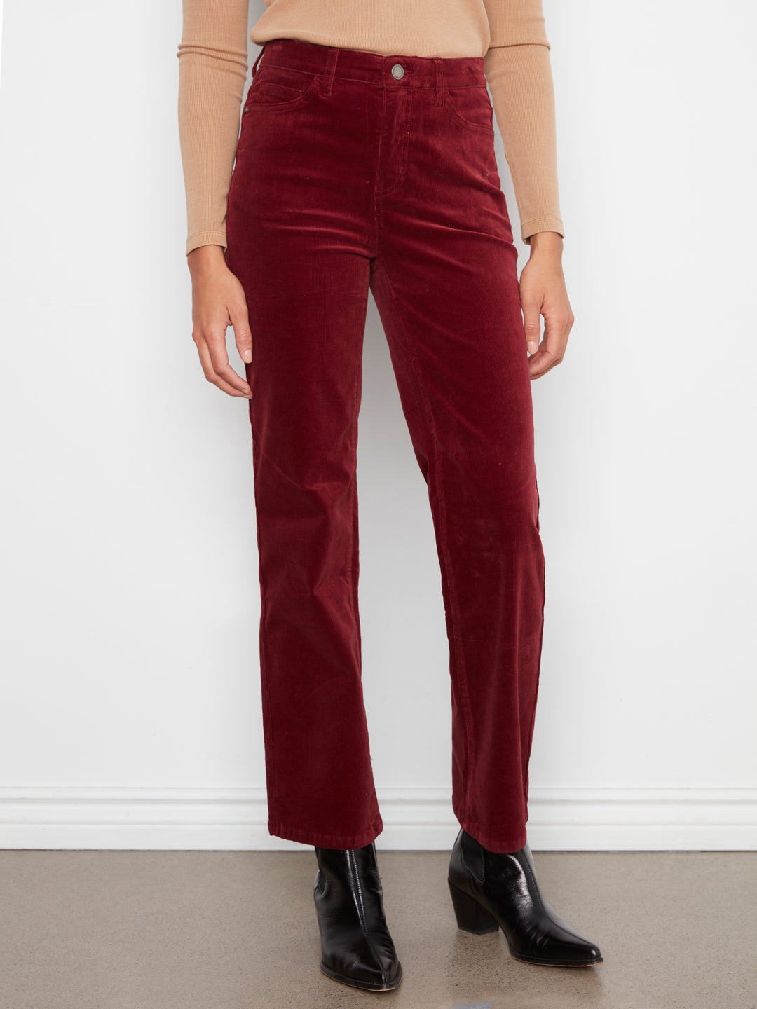 Straight Leg Corduroy Pants With Elastic Inside Waist