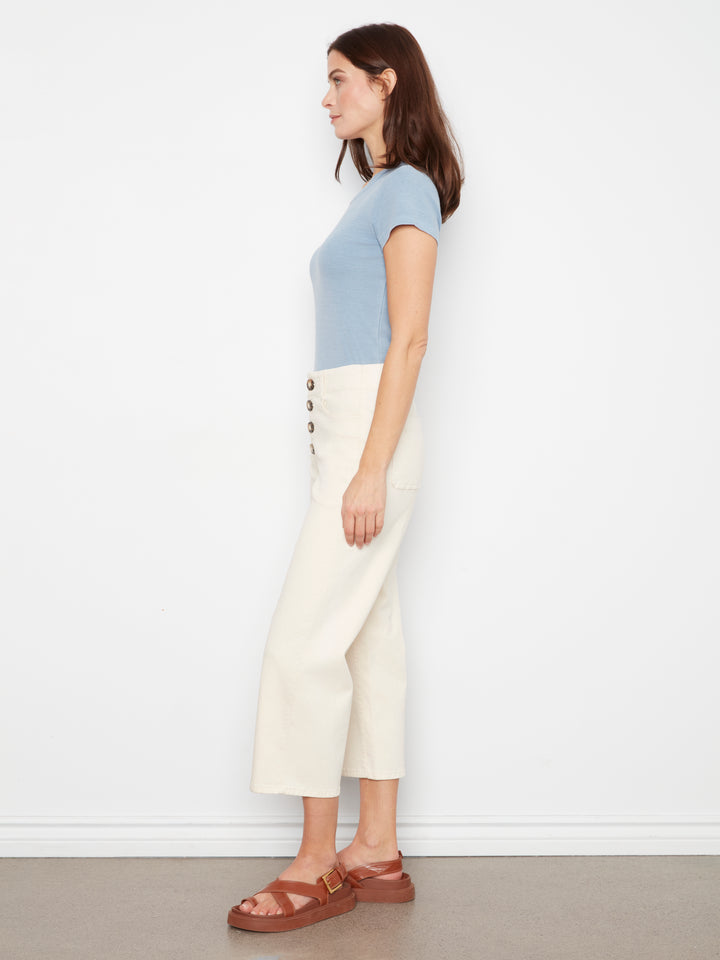 Button Fly Flex Twill Straight Leg Pants