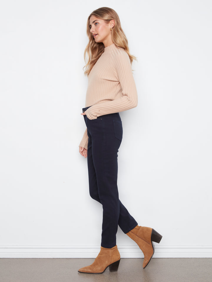 Colored Twill Slim Leg Pants