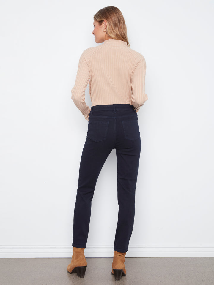 Colored Twill Slim Leg Pants