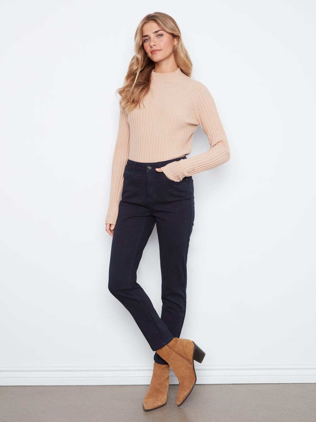 Colored Twill Slim Leg Pants