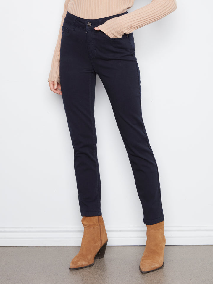 Colored Twill Slim Leg Pants