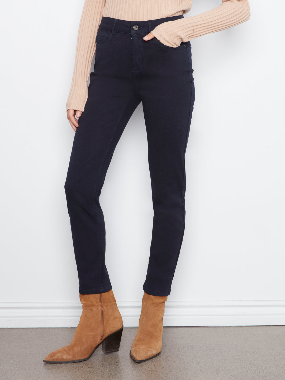 Colored Twill Slim Leg Pants