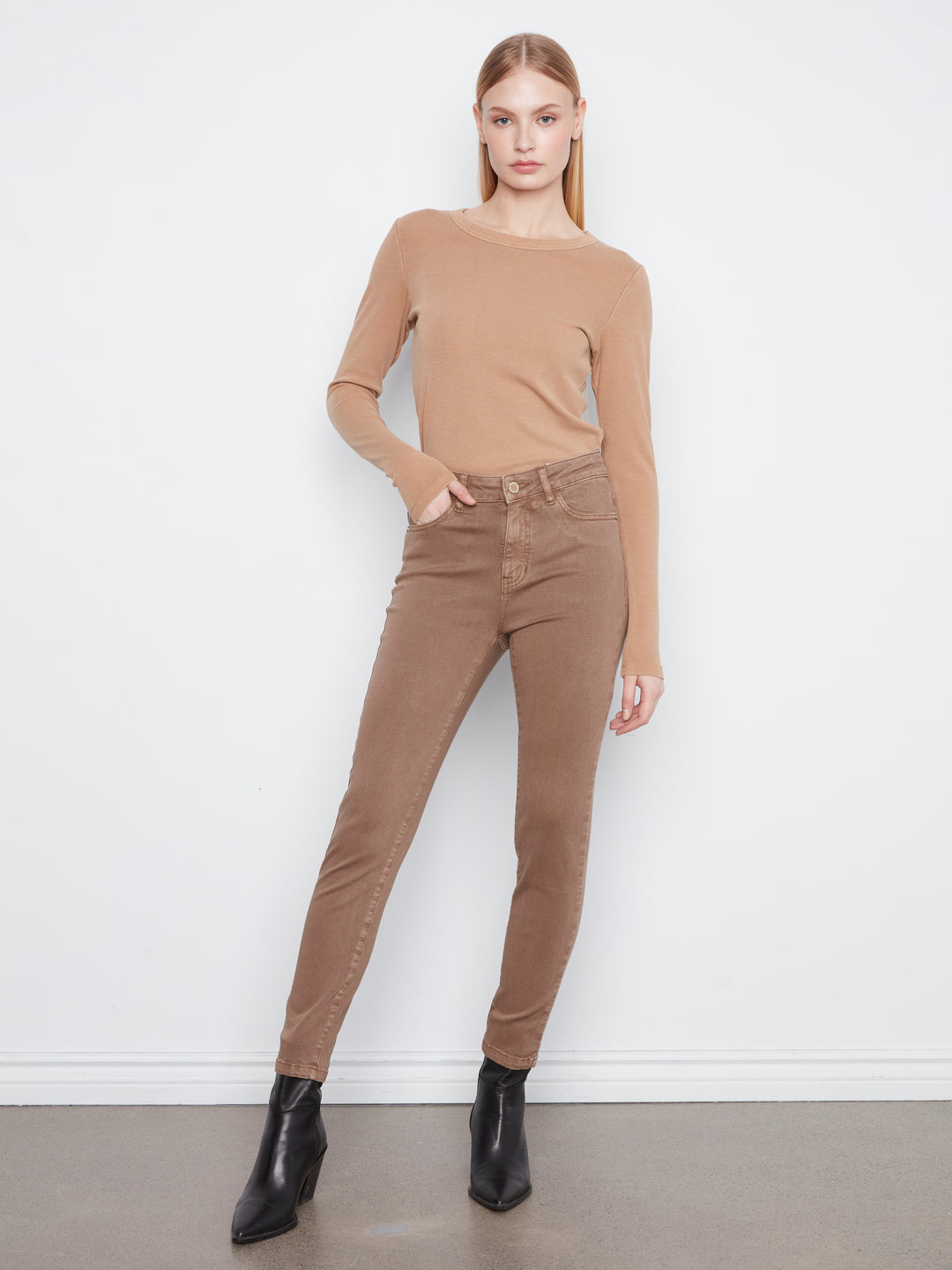 Colored Twill Slim Leg Pants