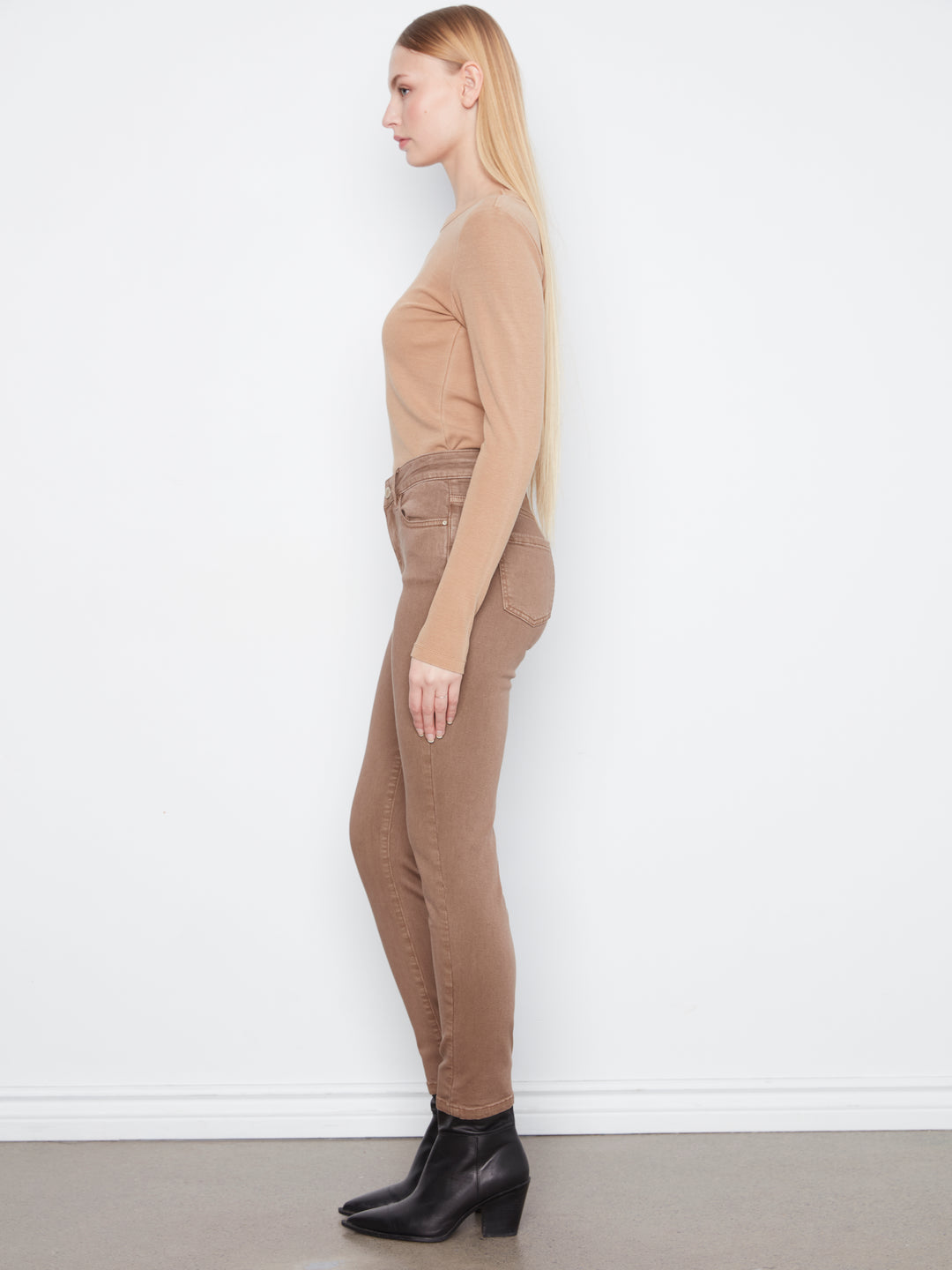 Colored Twill Slim Leg Pants
