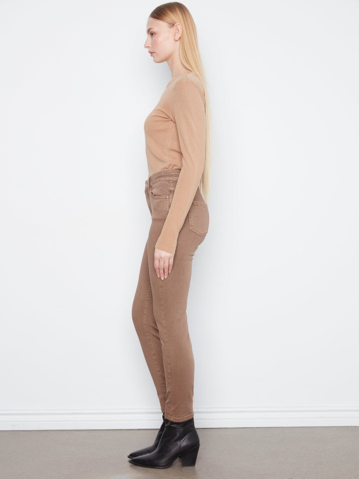 Colored Twill Slim Leg Pants