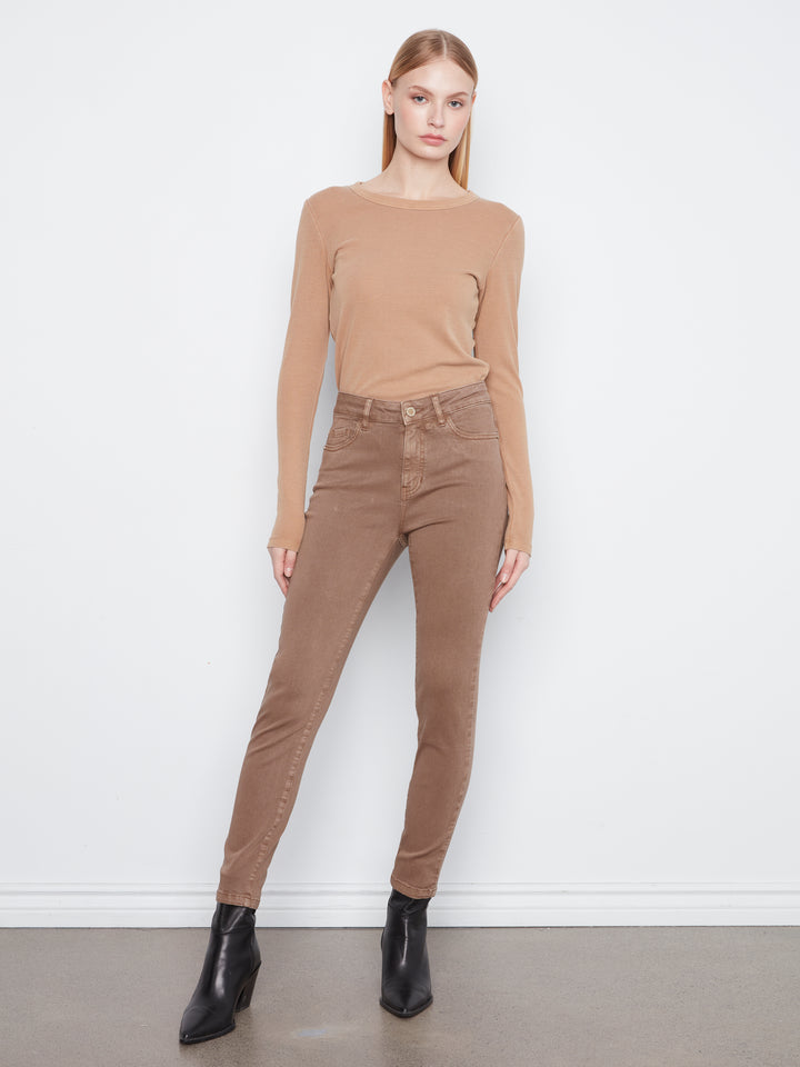 Colored Twill Slim Leg Pants