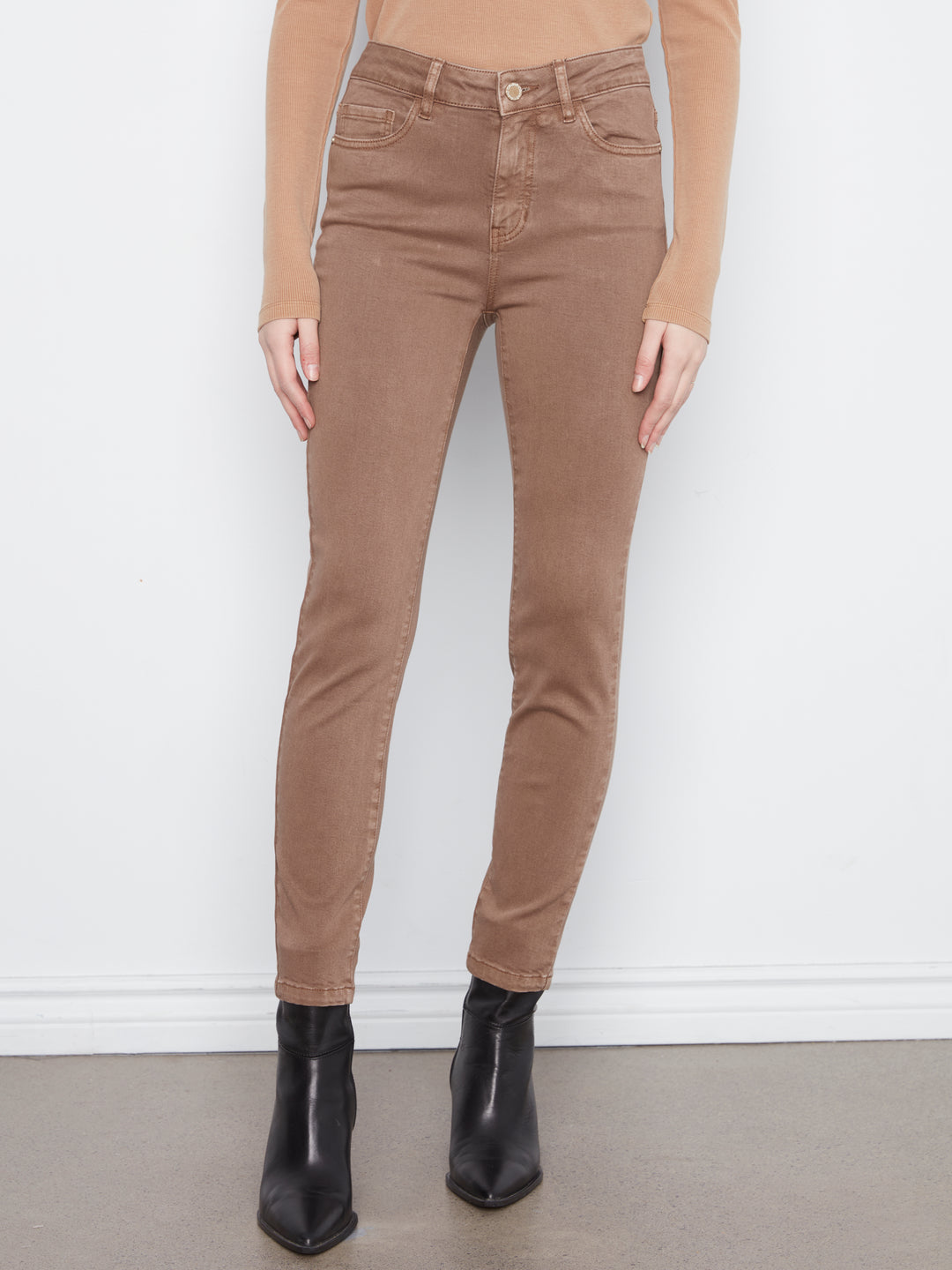 Colored Twill Slim Leg Pants