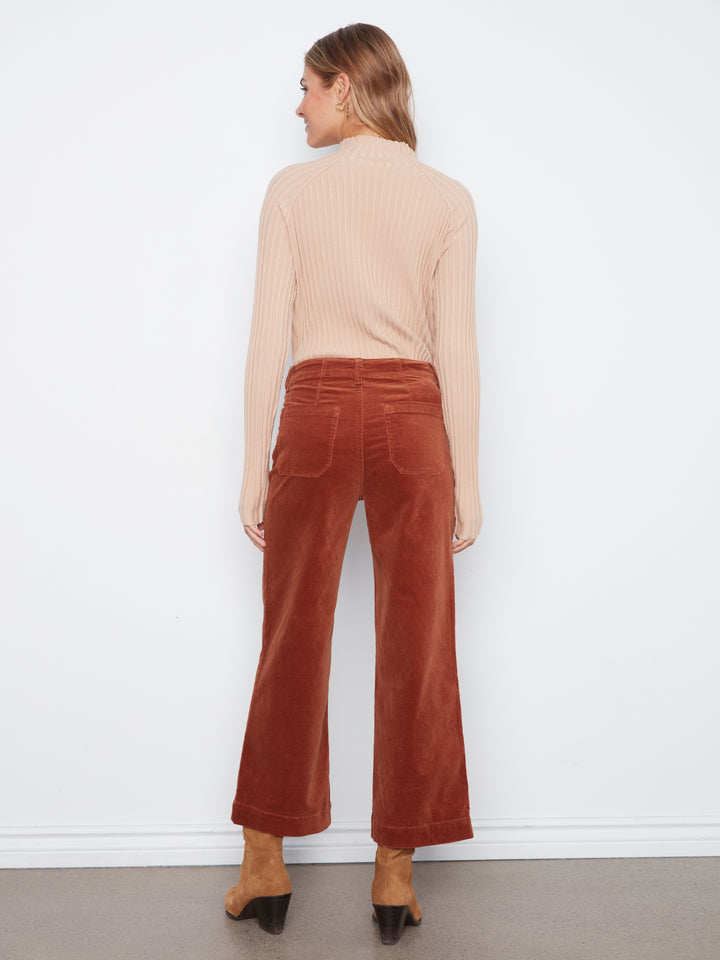 Cropped Wide Leg Corduroy Pants With Patch Pockets