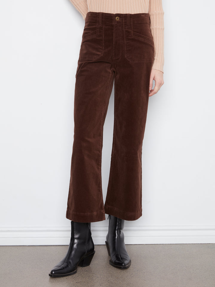 Cropped Wide Leg Corduroy Pants With Patch Pockets