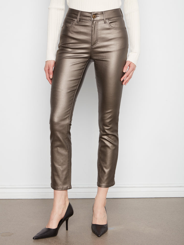 Slim Leg Metallic Wax Twill Pants