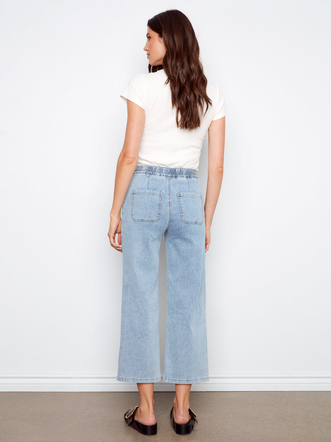Drawstring Wide Leg Denim Pants