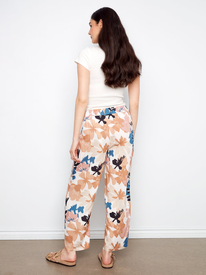 Printed Pant With Pockets And Self Belt Ties