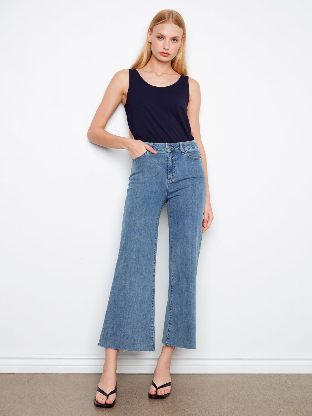 Flared Wide Leg Stretch Denim Pants
