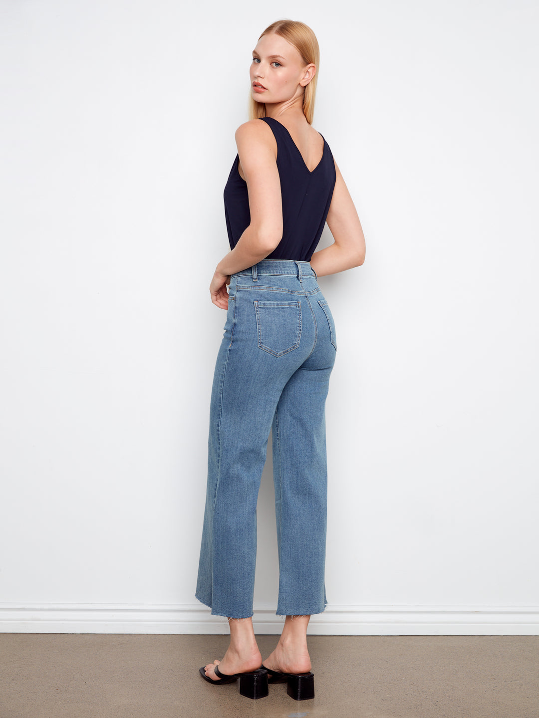 Flared Wide Leg Stretch Denim Pants