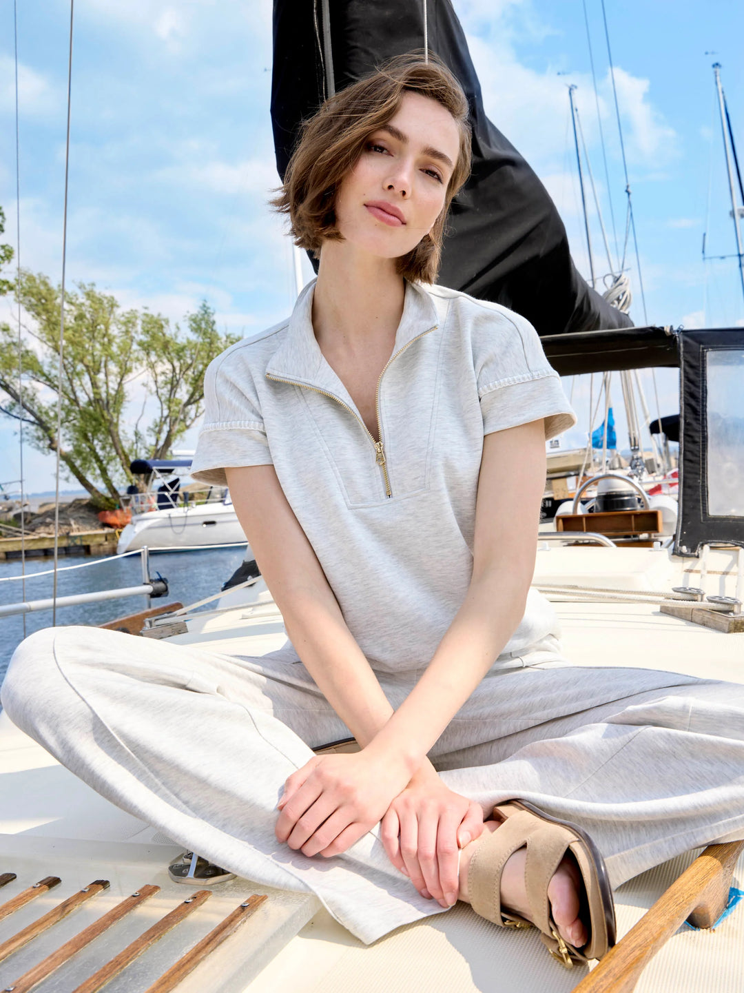 Soft Scuba Wide Leg Jogger Pants
