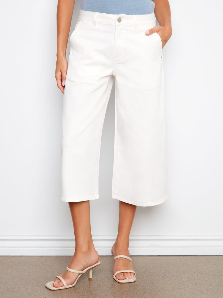 Cropped Colored Twill Palazzo Pants