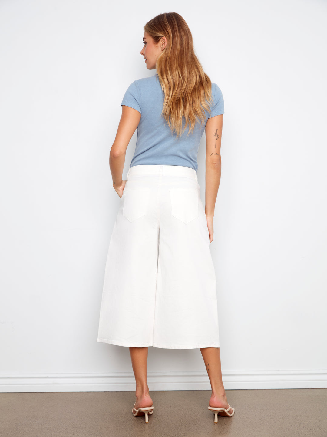 Cropped Colored Twill Palazzo Pants